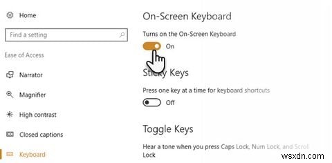 Windows10でオンスクリーンキーボードを有効/無効にする方法 