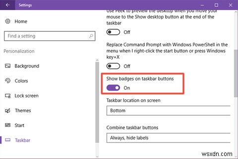 Windows10タスクバーでアプリバッジを表示または非表示にする方法 