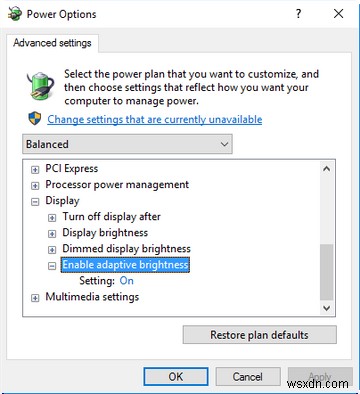 Windows10でアダプティブブライトネスを切り替える方法 