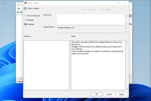 Windows11タスクバーから天気ウィジェットを削除する方法 