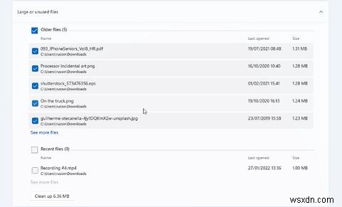 クリーンアップの推奨事項を使用してストレージスペースを解放する方法 