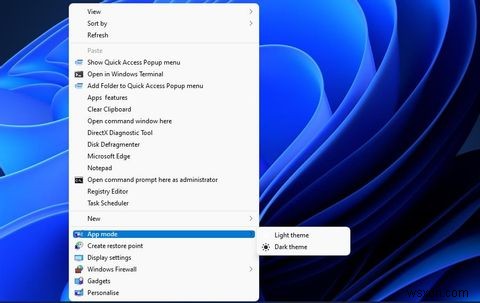 Windows11のコンテキストメニューにダークモードとライトモードのオプションを追加する方法 