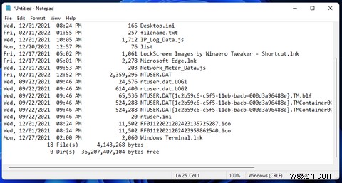 Windows11でフォルダのファイルリストをテキストファイルにコピーする方法 
