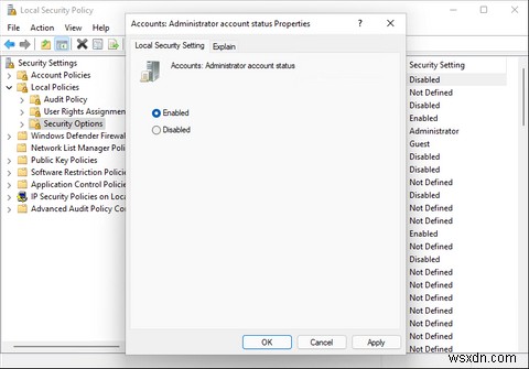 Windows11でビルトイン管理者アカウントを有効または無効にする方法 