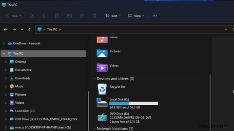 Windows11のファイルエクスプローラーにごみ箱を追加する方法 
