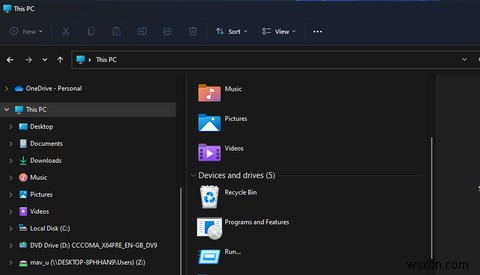 Windows11のファイルエクスプローラーにごみ箱を追加する方法 