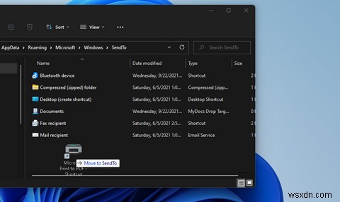 Windows11の[送信]メニューに新しいショートカットを追加する方法 