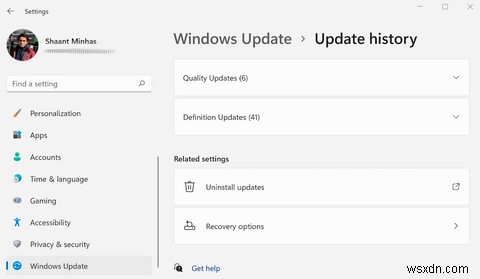 Windows11で更新履歴を表示する方法 
