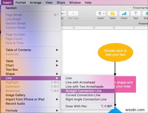 Macのページで簡単なフローチャートを作成する方法 