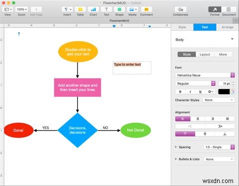 Macのページで簡単なフローチャートを作成する方法 