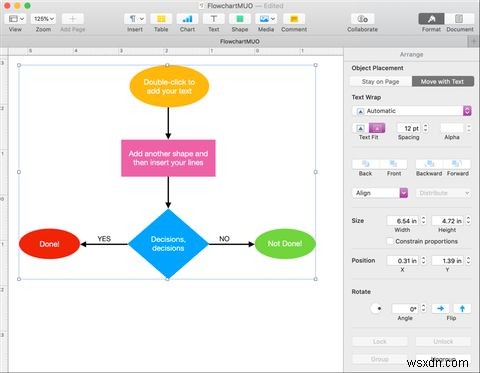 Macのページで簡単なフローチャートを作成する方法 