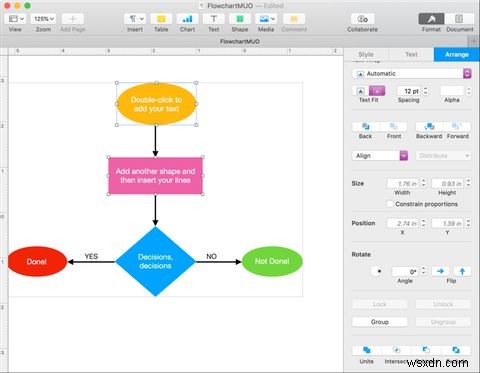 Macのページで簡単なフローチャートを作成する方法 