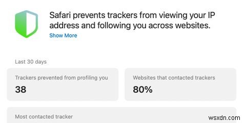 Safariのプライバシーレポートとクロスサイトトラッキングの説明 