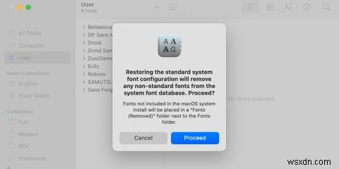 macOSでフォントコレクションをリセットする方法 