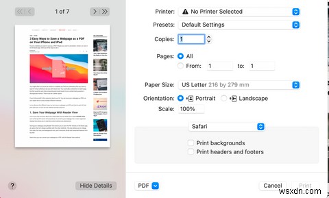 MacでSafariを使用してWebページをPDFとして保存する3つの簡単な方法 