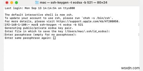 SSH-Keygenを使用してMacでSSHキーを生成する方法 