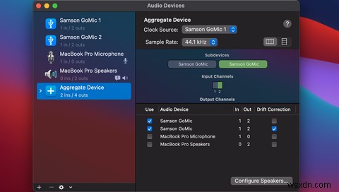 Mac用のGarageBandで複数のUSBマイクを一度に録音する方法 