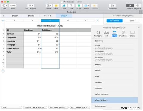 Macで数値の条件付き書式を使用する方法 