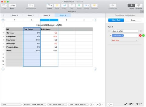 Macで数値の条件付き書式を使用する方法 