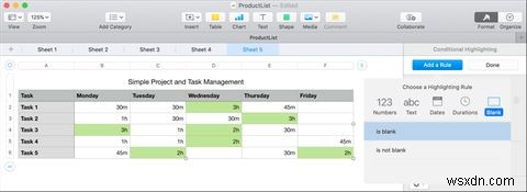 Macで数値の条件付き書式を使用する方法 