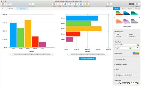 数字を使用してMacでインタラクティブなチャートやグラフを作成する方法 