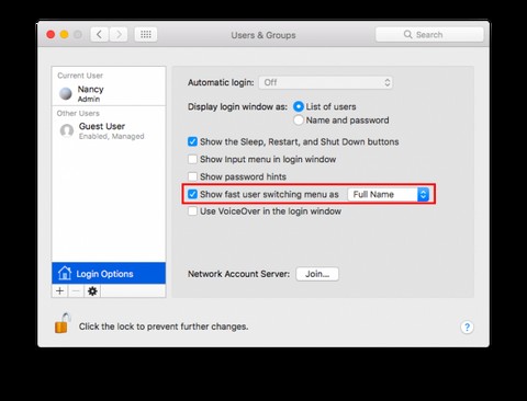 Macメニューバーを使用してユーザーアカウントをすばやく切り替える方法 