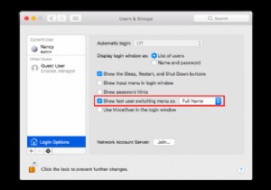 Macメニューバーを使用してユーザーアカウントをすばやく切り替える方法 