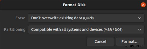 UbuntuでUSBドライブをフォーマットできませんか？これが何をすべきかです 