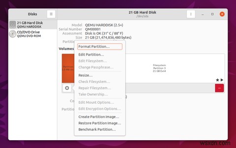 より良いHDD/SSD管理のためにUbuntuディスクユーティリティを使用する方法 