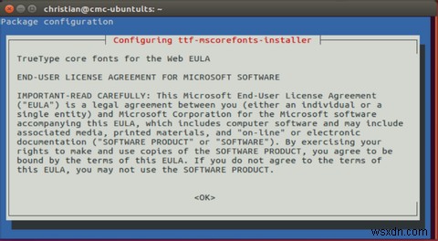 UbuntuLinuxにMicrosoftテキストフォントをインストールする方法 