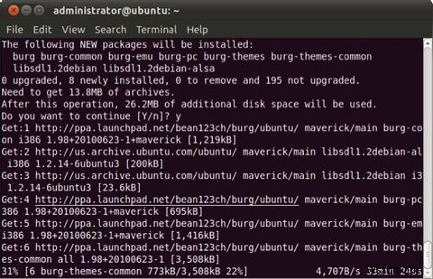 BURGを使用してGRUBブートローダーをカスタマイズする方法[Ubuntu] 