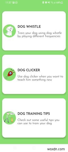 Android用の5つの犬笛とクリッカートレーニングアプリ 