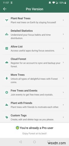 Android用ForestのProバージョンにアップグレードする価値はありますか？ 