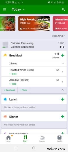 AndroidおよびiPhone用のMyFitnessPalの6つの最良の代替案 