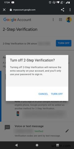 AndroidのGoogleアカウントで2段階認証をオフにする方法 