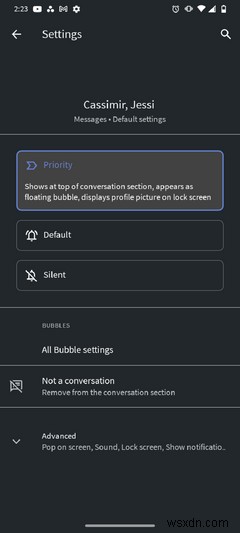 Androidで個々のテキスト会話の通知設定を変更する方法 