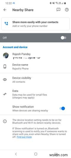 Androidで近くの共有を設定して使用する方法 