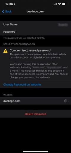 iPhoneで侵害されたパスワードを表示および管理する方法 