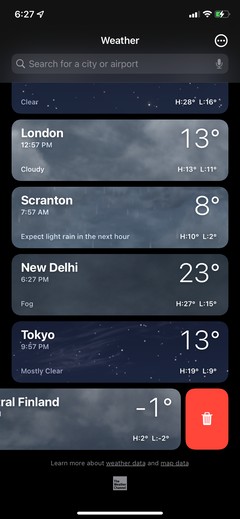 iPhone天気アプリで場所を追加、再配置、削除する方法