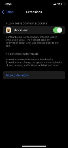 最後に、iOS15を搭載したiPhoneにSafari拡張機能をインストールできます。 