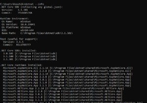 C＃.NET Coreがインストールされているかどうかを確認するにはどうすればよいですか？ 