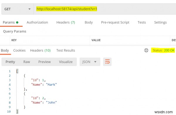 C＃ASP.NET WebAPIでQuerystringパラメーターを使用してバージョン管理を行う方法は？ 