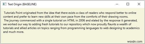 JavaFXのテキストオリジンとは何ですか？ 