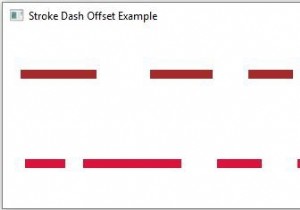 JavaFXの2D形状のストロークダッシュオフセットプロパティを説明する 