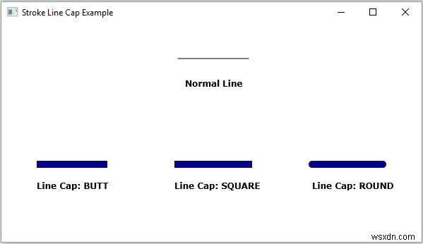 JavaFXの2D形状のストロークラインキャッププロパティを説明する 