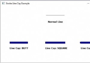 JavaFXの2D形状のストロークラインキャッププロパティを説明する 