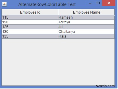 JavaでJTableの代替行に色を設定するにはどうすればよいですか？ 