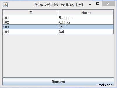 JavaのJTableから選択した行を削除するにはどうすればよいですか？ 