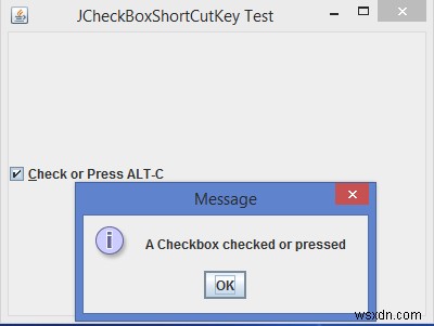 JavaでショートカットキーをJCheckBoxに設定するにはどうすればよいですか？ 