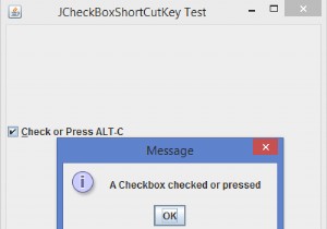 JavaでショートカットキーをJCheckBoxに設定するにはどうすればよいですか？ 